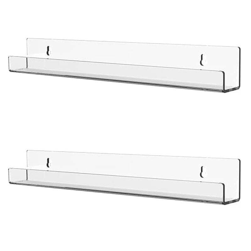 Cq acrylic 15"" Clear Floating Bookshelf for Kids Room - Invisible Hanging Wall Mounted U Shaped Shelf  Modern Display for Books Picture Ledge Display Vinyl Records Wall Shelf Toy Storage Pack of 2 - Image 1